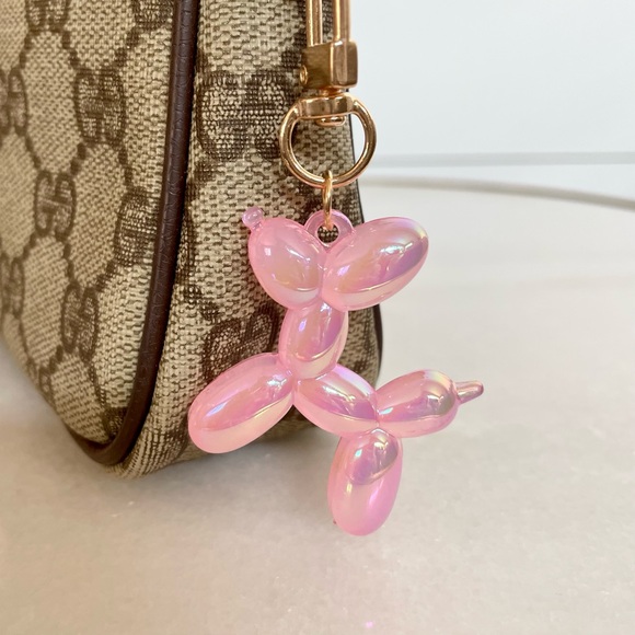 Iridescent Balloon Dog Bag Charm | Key Chain - Picture 2 of 3